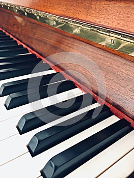 Close-up of the keys of a piano. photo