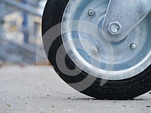 Close up of kids wheel on the road