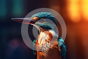 close up of kingfisher bird look at camera with Ai Generated