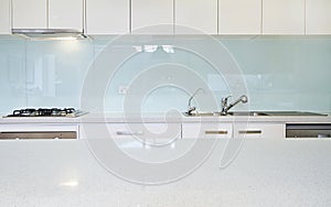 Close up kitchen splashback bench