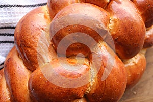 Close up of Kitke bread or challah bread