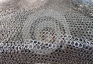 Close up of knight chain armor