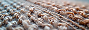 Close-up of knitted fabric with detailed brown yarn textures