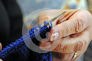 Close up of knitting.