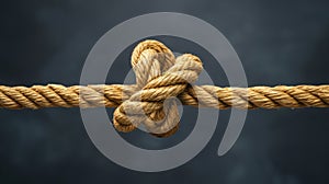 Close-Up of Knot Tied on Rope - Detailed Image of Securely Tied Knot on Rope