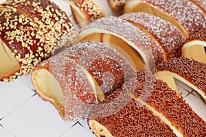 Close up of \'Kurtoskalacs\', a spit cake from Hungary and Romania made from sweet yeast dough strips