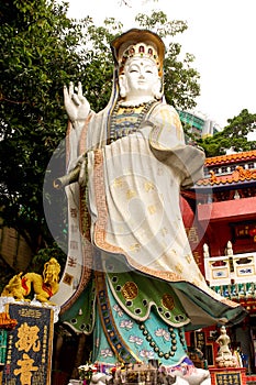 Close up Kwun Yam Guan Yin Shrine in Tin Hau temple