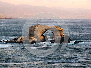 Close up of La Portada rock formation in Antofagasta, Chile