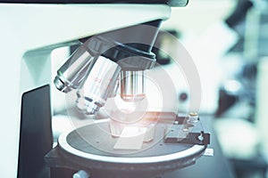 Close up laboratory microscope