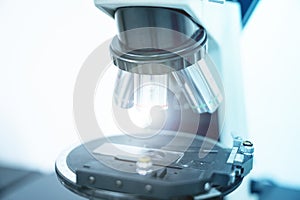 Close up laboratory microscope