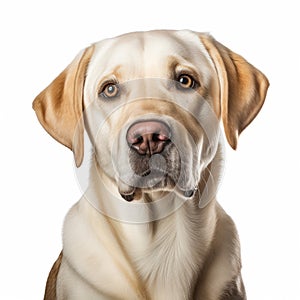 Close-up Labrador Retriever: Colorized Studio Portrait In White Background