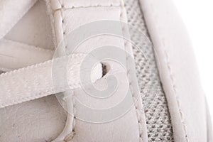 Close up on the laces of a basketball shoe