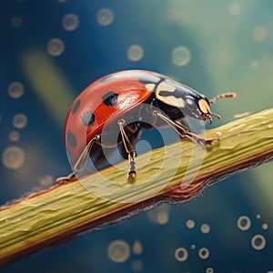 Close-up of ladybug on twig, Nature, flora and fauna