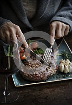 Close up of a lamb chop food photography recipe idea