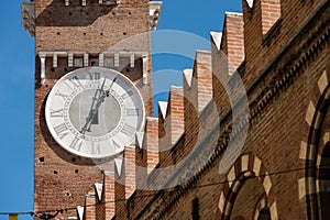 Close-up of Lamberti Tower - Verona Italy