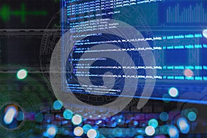 close up laptop computer screen with a programming code creating