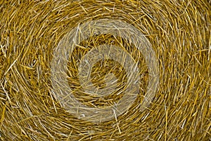 Close-up of a large bail of hay