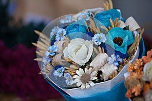 Close-up Large Beautiful bouquet of mixed flowers. Flower background and Wallpaper. Floral shop concept . Beautiful fresh cut bouq