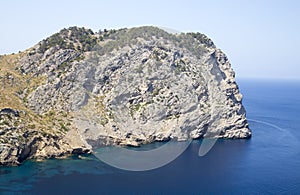 Close of up large cliffs by Cap De Formentor in Mallorca, Spain