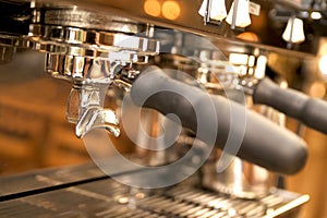 Close-up of large espresso maker photo