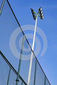 Close-up of large lights on the side of the stadium