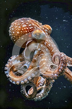 Octopus swimming in acquarium photo