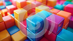 A close up of a large pile of colorful blocks, AI