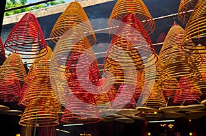Close-up Large spiral incense cones