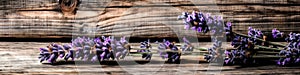 Close Up Lavender Textured Wood Background Panoramic Banner. Generative AI