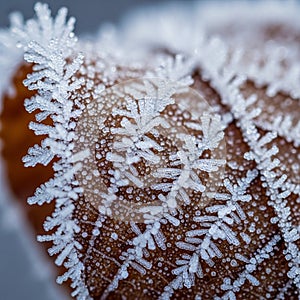 The background is blurred emphasizing the focus on the frosted