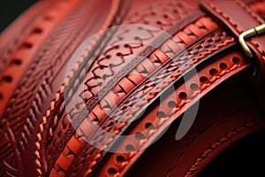 close-up of leather saddle stitching details