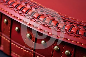 close-up of leather saddle stitching details