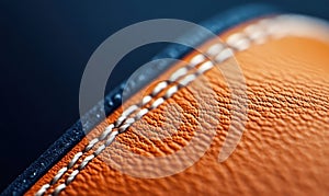 Close-Up of Leather Stitching with Detailed Texture