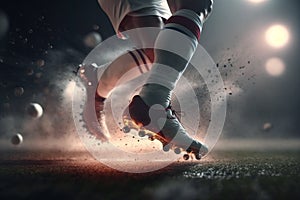 Close up Legs and Feet of a Soccer Player in Action, Football Player Illustration, Generative AI