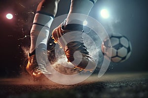 Close up Legs and Feet of a Soccer Player in Action, Football Player Illustration, Generative AI