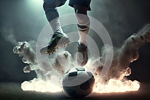 Close up Legs and Feet of a Soccer Player in Action, Football Player Illustration, Generative AI