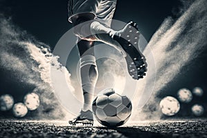 Close up Legs and Feet of a Soccer Player in Action, Football Player Illustration, Generative AI