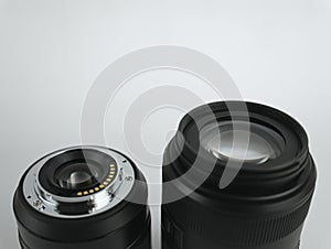 Close up of lens bayonet and camera lens