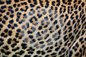 Close up leopard fur background. Ceylon leopard skin texture
