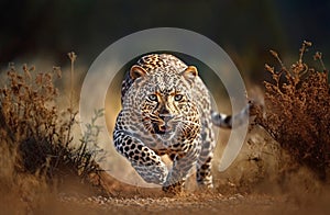 Close-up of a leopard stalking prey