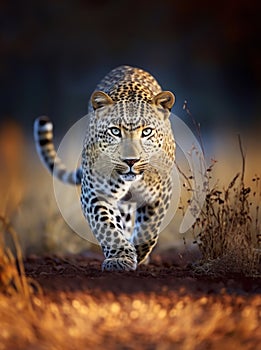 Close up of a leopard stalking prey