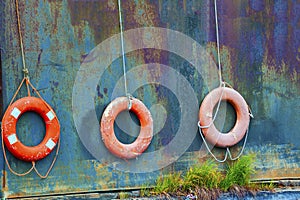 Close up of life preservers rings photo