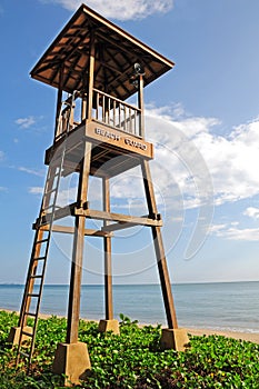Close up lifeguard tower on the beach