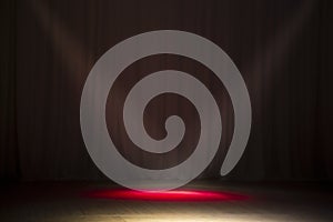 Close up of light beam at the empty stage