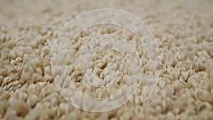 Close-up of light beige carpet camera movement