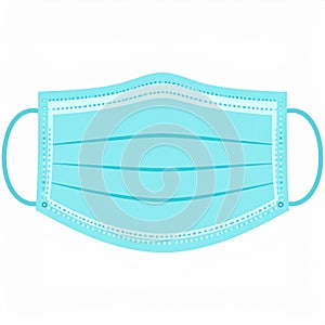 Close up of Light Blue Surgical Face Mask Isolated on White Background