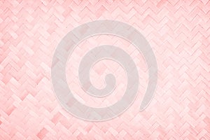 Light pink wood woven mat nature with line zigzag patterns texture for horizontal background