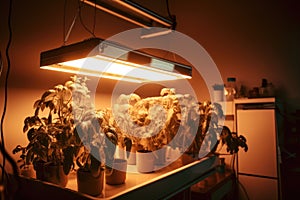 close-up of a light system in a homegrow, illuminating the plants photo