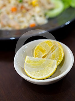 Close up of Lime slices in the cup