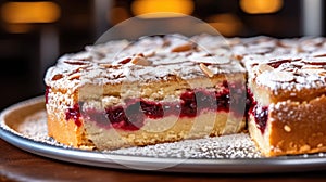 Close up of a Linzer Torte cake in a bakery - food photography